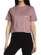 Guess Women's Summer Crop Top Cotton Short Sleeve Dark Pink