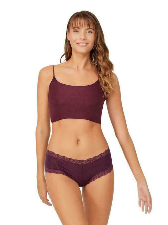 CottonHill Women's Boxer with Lace Purple