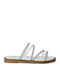 Leather Women's Flat Sandals in White Color