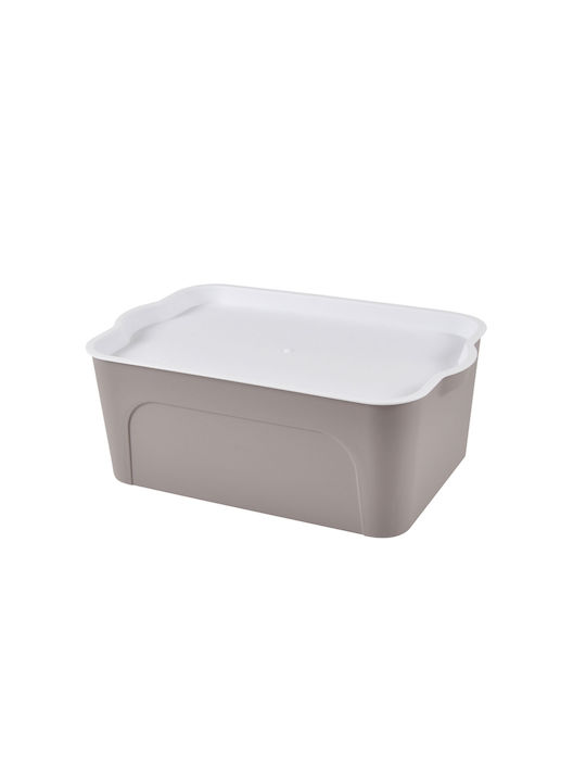 Πλαστικό Κουτί Αποθήκευσης με Καπάκι Taupe 28x18x10.5cm