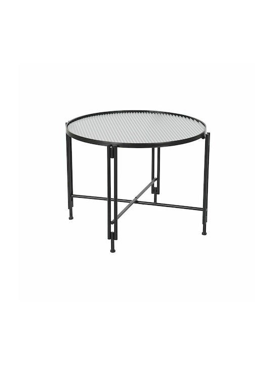 Round Glass Side Table Black L63xW63xH46cm