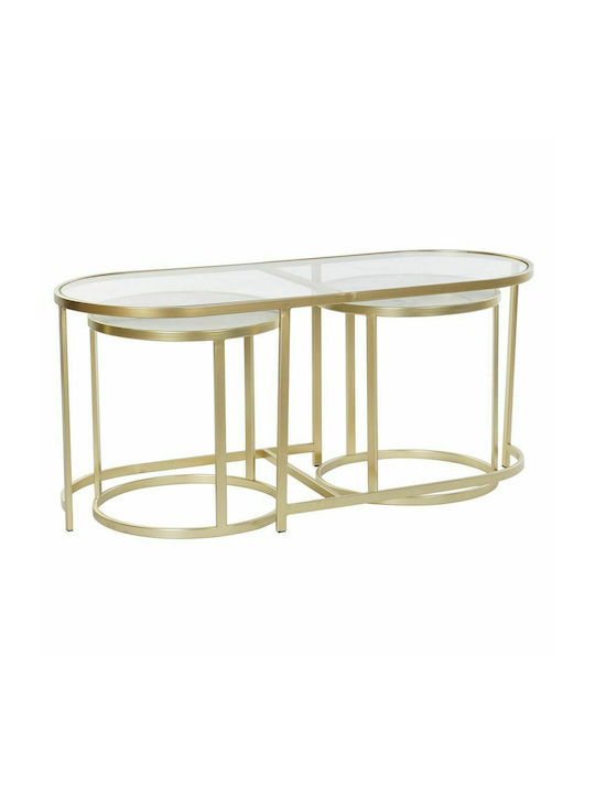 Oval Glass Zigon Tables Gold L100xW40xH45cm