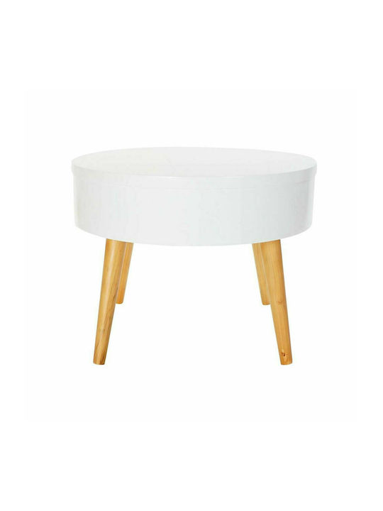 Round Wooden Side Table White L60xW60xH45cm