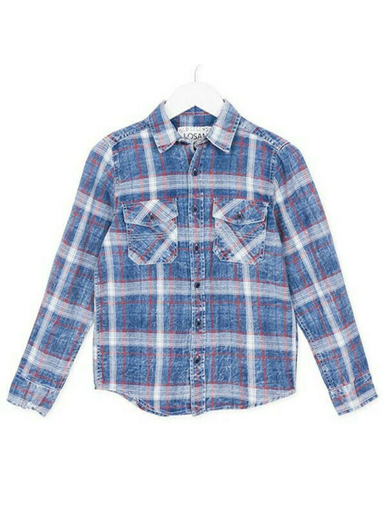 Losan Kids Checked Shirt Light Blue