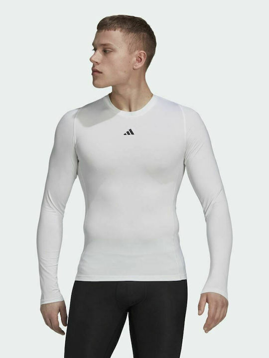 Adidas Techfit Ανδρική Μπλούζα Μακρυμάνικη Λευκή