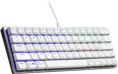 CoolerMaster SK620 Gaming Μηχανικό Πληκτρολόγιο 60% με TTC Red διακόπτες και RGB φωτισμό (Αγγλικό US) Silver White