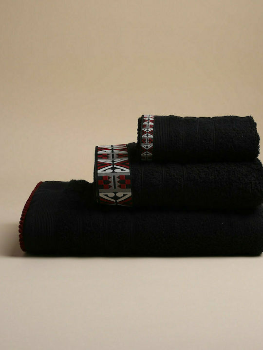 White Fabric Facecloth Perrin 50x90cm Black Wei...