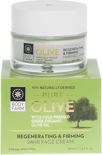 Bodyfarm Pure Olive Cremă de Față 24h pentru Anti-Îmbătrânire și Reconstrucție cu Acid Hialuronic 50ml