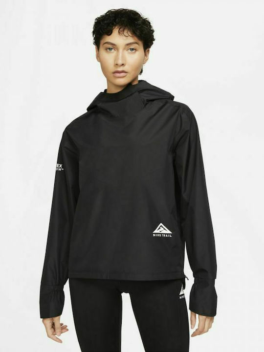 Nike Κοντό Γυναικείο Puffer Μπουφάν Αδιάβροχο για Χειμώνα Μαύρο