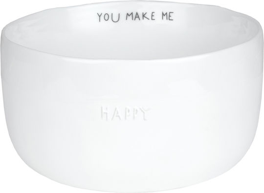 Raeder You Make Me Happy Serving Bowl Round made of Porcelain White with Diameter 13.5cm
