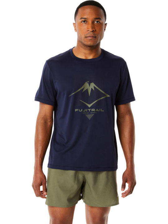 ASICS Fujitrail Logo SS Αθλητικό T-shirt Navy Μπλε
