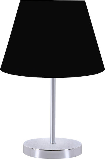 HomeMarkt Metall Tischlampe für Fassung E27 mit Schwarz Schirm und Silber Basis