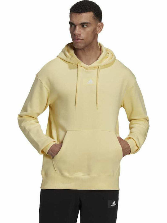 adidas Essentials FeelVivid Φούτερ Χρυσό με Κουκούλα