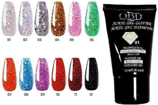 QBD Diamond Glitter 05 Acrygel Νυχιών Πολύχρωμο 15ml