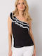 Och Bella Women's Summer Blouse Cotton with One Shoulder Black