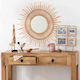 Wall Mirror with Brown Rattan Frame Diameter 76cm 1pcs