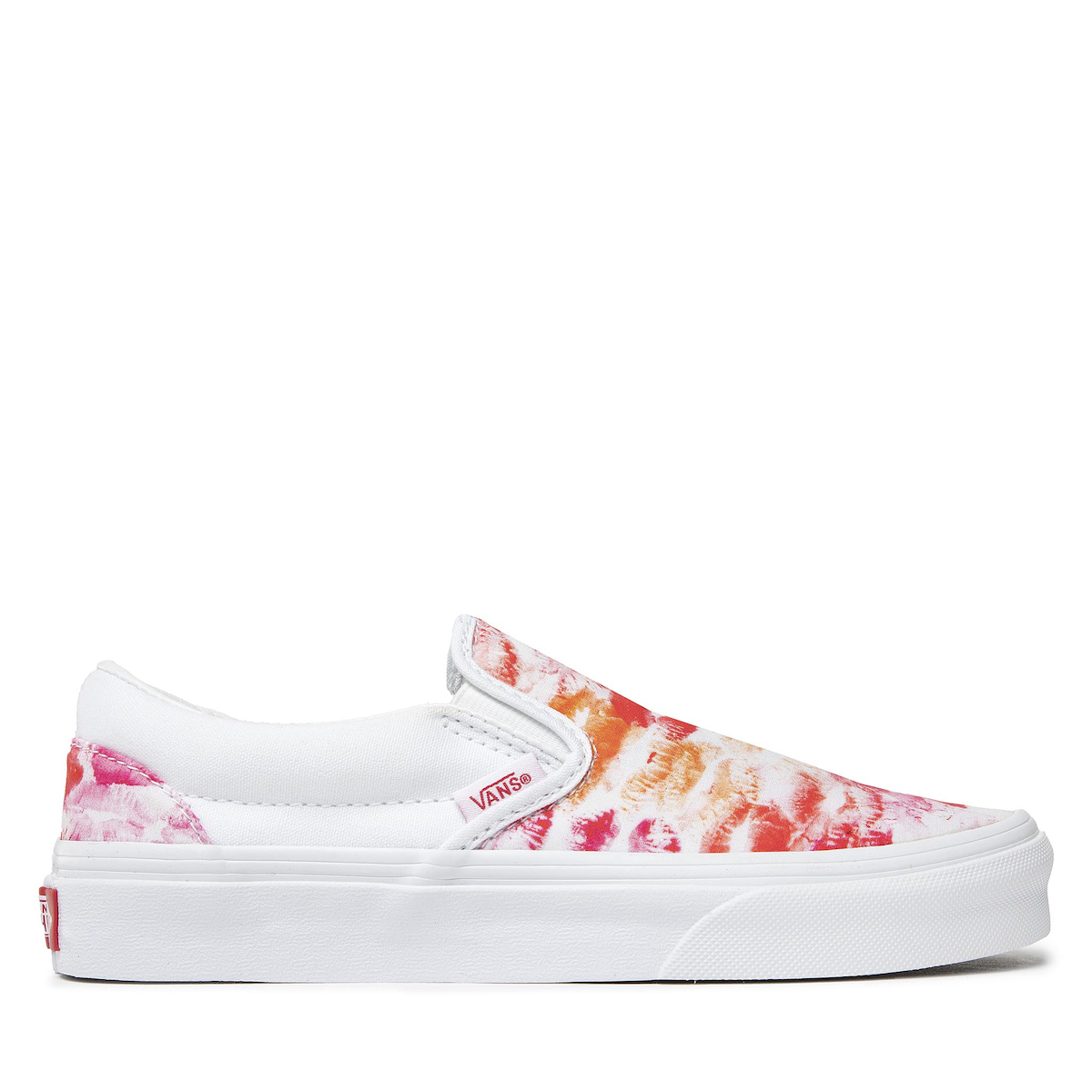 pink and white vans slip ons