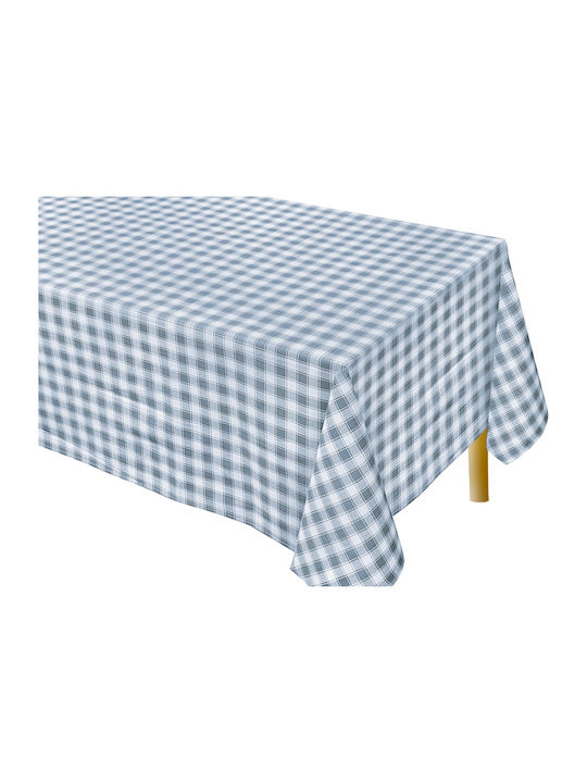 Ideato Cotton & Polyester Checkered Tablecloth Light Blue 140x140cm