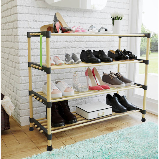 Wooden Shoe Organizer with 3 Shelves Natural 76x28x58.5cm Wooden Shoe Organizer with 3 Shelves Natural 76x28x58.5cm