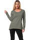 Damen Bluse Baumwolle Langärmelig Gray