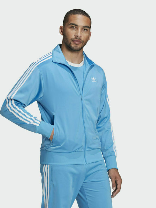 Adidas Adicolor Classics Firebird Men's Sweatshirt Jacket with Hood and Pockets Light Blue