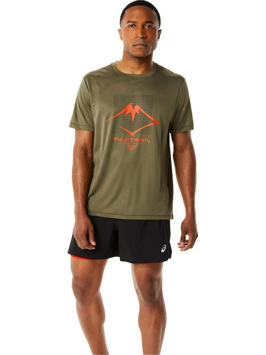 ASICS Fujitrail Αθλητικό T-shirt Χακί