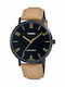 Casio Ceas Barbati 46mm Baterie cu Curea din Piele Bej