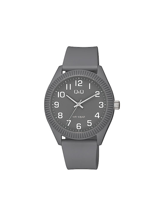 Q&Q Watch Battery with Gray Rubber Strap