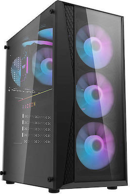 Darkflash DK352 Plus Gaming Midi Tower Κουτί Υπολογιστή με Πλαϊνό Παράθυρο και RGB Φωτισμό Μαύρο