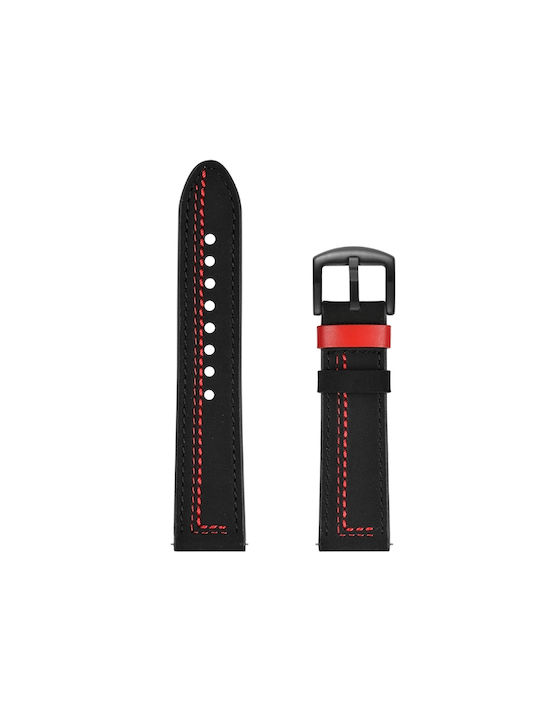 Λουράκι Leather Red S Line Amazfit GTR 2 / GTR 47mm / GTR 2E - Black