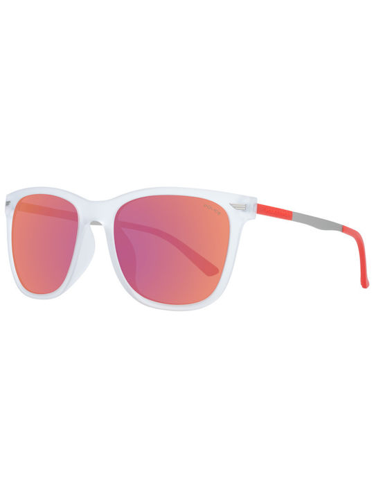 Police Men's Sunglasses with Transparent Acetate Frame and Pink Polarized Lenses SPL537B CRGZ