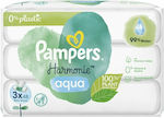 Pampers Harmonie Aqua Μωρομάντηλα με 99% Νερό, χωρίς Οινόπνευμα & Άρωμα 3x48τμχ