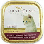 First Class Terrine Kitten Nasses Katzenfutter für Katze in Tablett mit Huhn 34x100gr