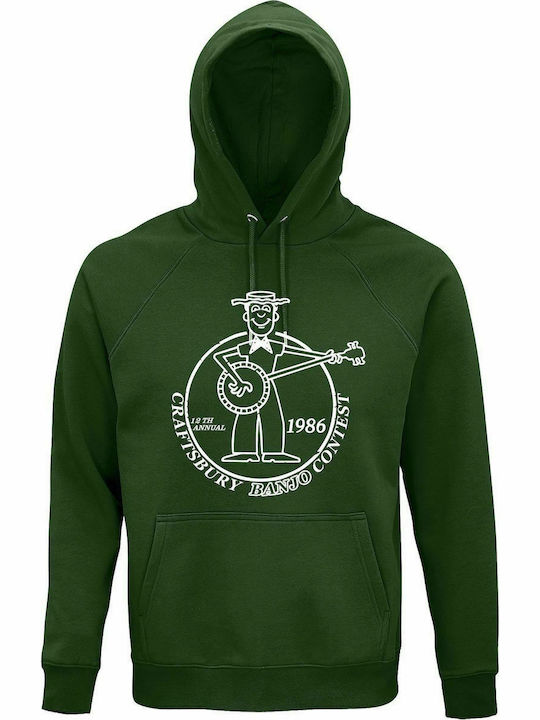 Hoodie Unisex, Bio " Stranger Things, Dustins T-Shirt, Craftsbury Banjo Contest 1986 ", Dunkelgrün