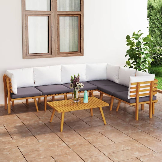 Garten- und Outdoor-Möbelsets Typsatz Wohnzimmer 7 Stück Akazie mit Kissen