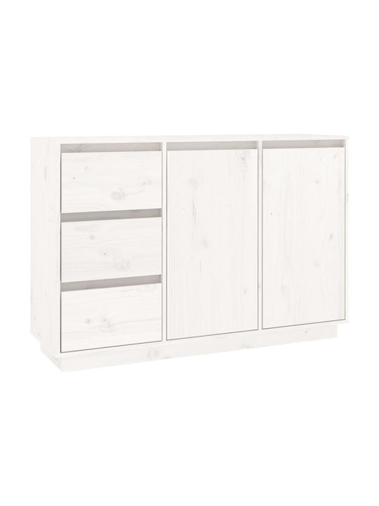 Wooden Buffet with Drawers Λευκό L111xW34xH75cm