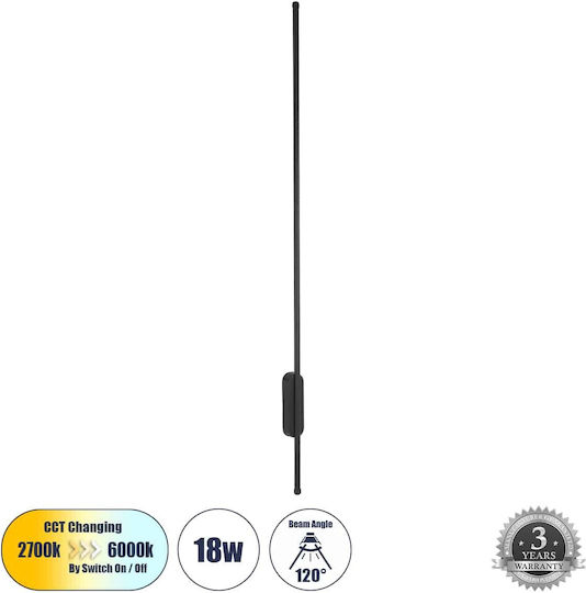 GloboStar Harlem Modern Lamp Wall with Integrated LED and Adjustable White Light Black 120x120cm