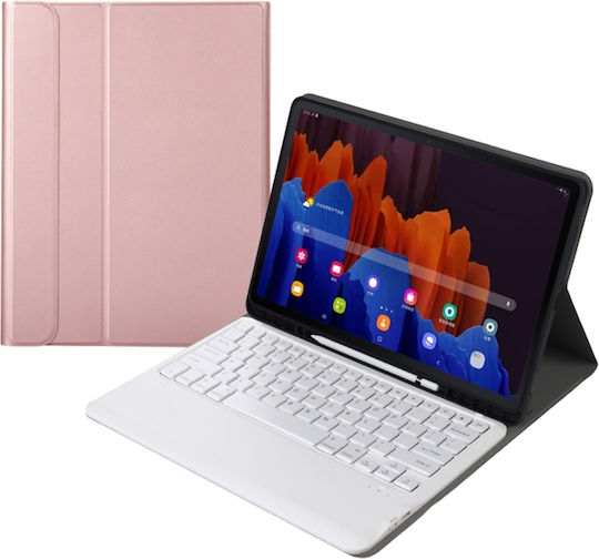 Flip Cover Cu Tastatură În Engleză SUA Rose Gold Galaxy Tab S7+