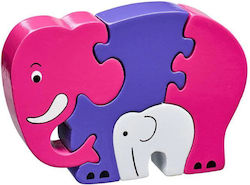 Wooden Kids Puzzle Ελέφαντας Purple for 1+ Years 4pcs Lanka Kade