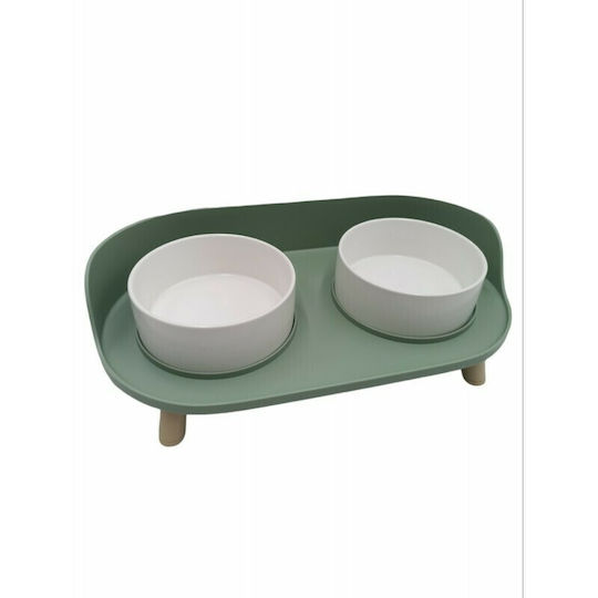 Plastic Food and Water Bowl for Dog 2 x 220ml 38x12cm