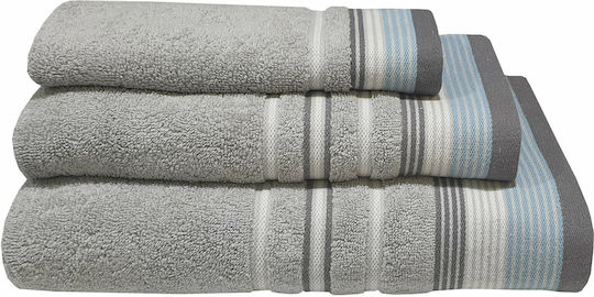 Le Blanc Prosop de mână Satin Stripe 30x50cm. Gri Greutate 450gr/m²