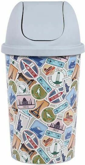 Homeplast Stamps Plastic Waste Bin with Oscillating Lid Multicolour 50lt A00747