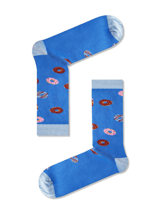 MontBlanc Blue Donnut Men's Patterned Socks Blue