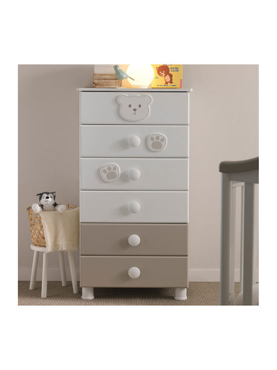 Settimino Baby Dresser with 6 Drawers White 69x48x126cm