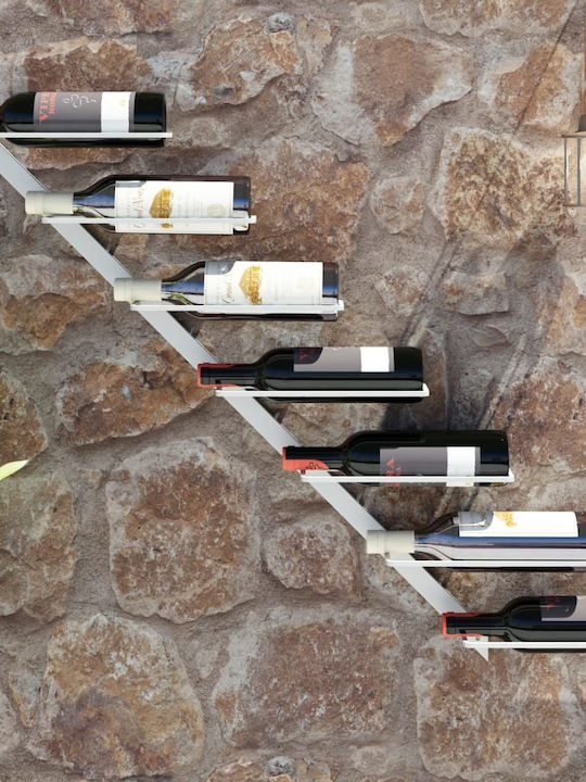 vidaXL Wall Mounted Metallic Wine Rack for 7 Bottles White 88x8x72cm