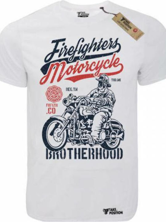 Firefighters Motorcycle Tricou Alb