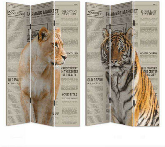 Inart Decorative Room Divider made of Canvas with 3 Panels Double-Sided 120x180cm Inart Decorative Room Divider made of Canvas with 3 Panels Double-Sided 120x180cm