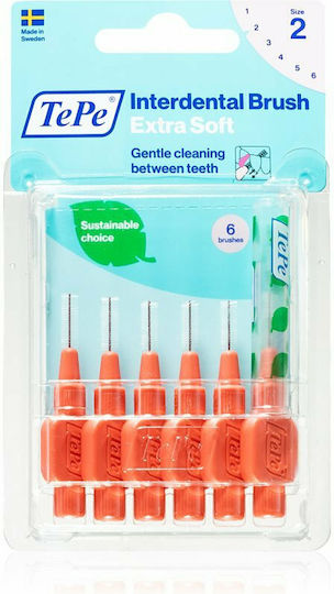 TePe Extra Soft Μεσοδόντια Βουρτσάκια 0.5mm Κόκκινα 6τμχ