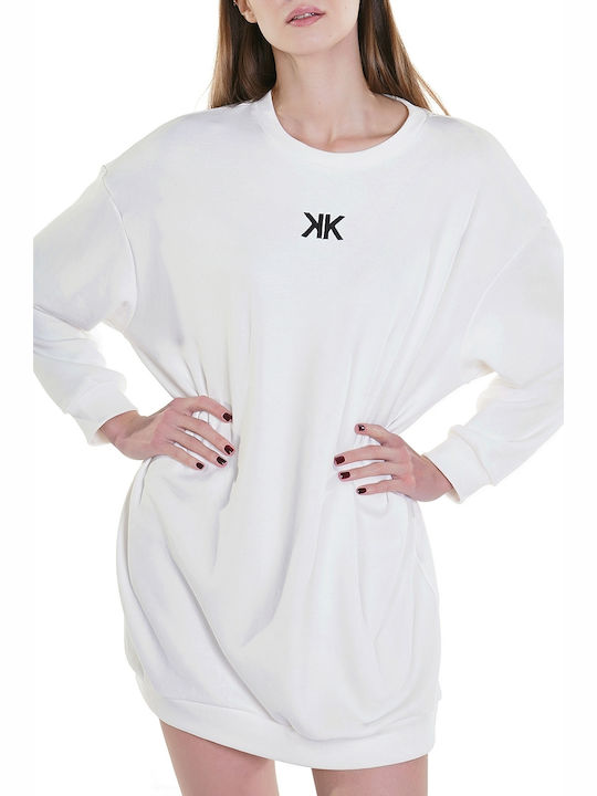 Kendall + Kylie Μακρύ Γυναικείο Φούτερ Λευκό
