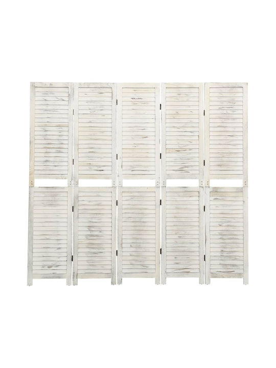 vidaXL Decorative Room Divider Wooden with 5 Panels White 178.5x166cm